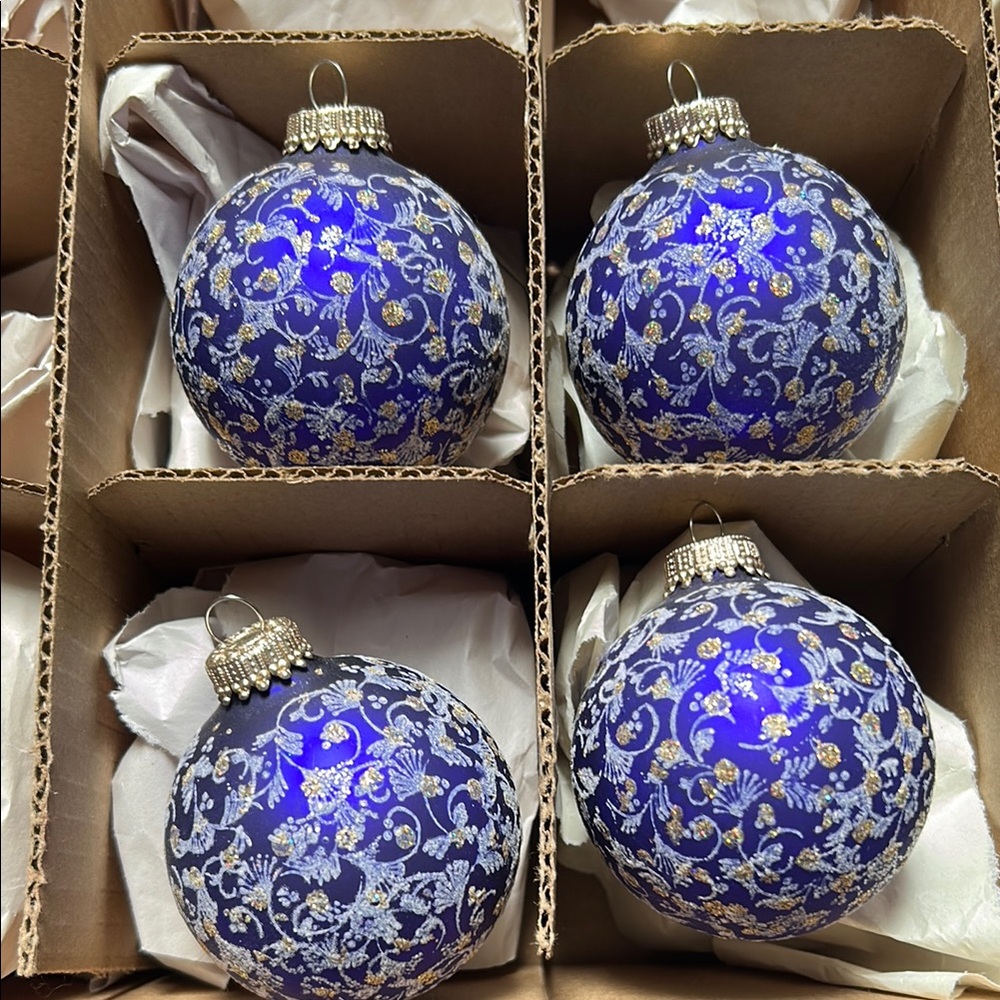 Sophisticated purple and Silver glass Ornaments krebs gold crown winter lace